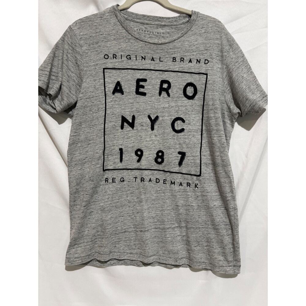 Aeropostale‎ T-shirts Gray NY Men's sz M 3d texture Y2k Vibe grunge Casual